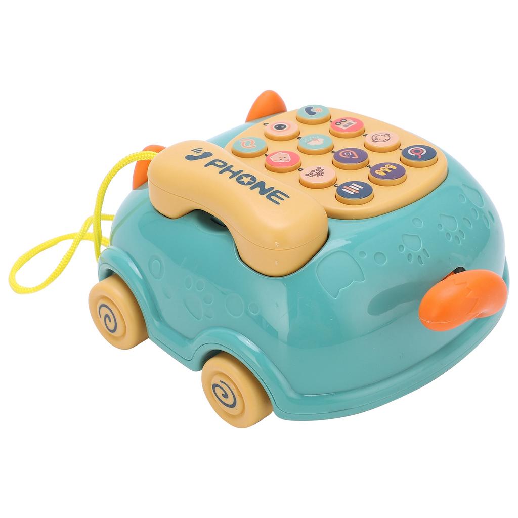 Kids Cute Mobile Phone Toy 16 Different Functions Children Simulation Cat Phone CarGreen