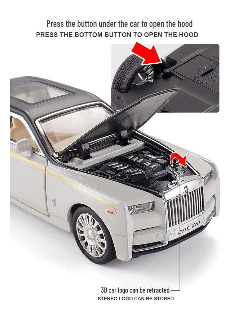 1:32 Rolls-Royce Phantom Toy Car with Suicide Doors, Sound & Light, Alloy Pull-Back Model