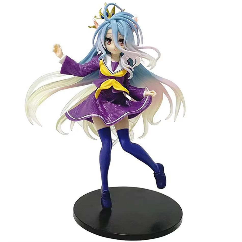 NO GAME NO LIFE Spiel Leben Anime Charaktere Weiße Katzenohren Uniformen Version Krone Anime Schönes Mädchen Handgefertigt Schreibtisch PVC Ornamente