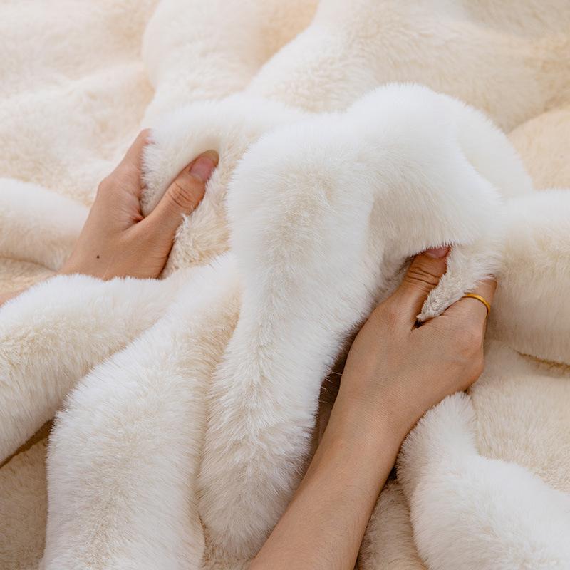 Bunny Cashmere Sofa Cushion Winter Thickened Fleece Cushion Non-Slip Leather Sofa Cover Autumn and Winter New Cover Towel