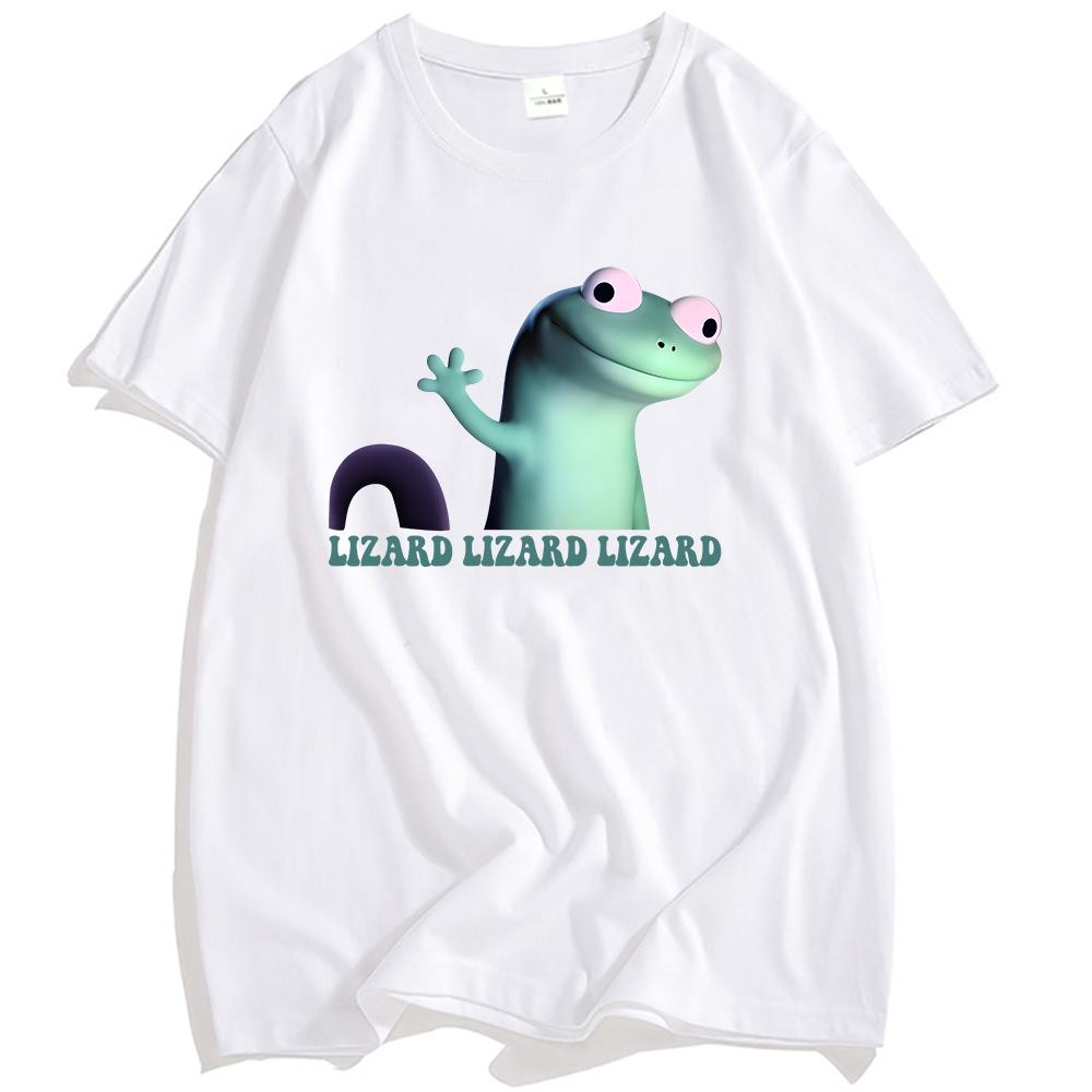 Women Tees Lizard Meme Funny Graphic T-shirt Casual Short Sleeve Cotton Tshirts Unisex Streetwear Cartoon Printing T Shirt