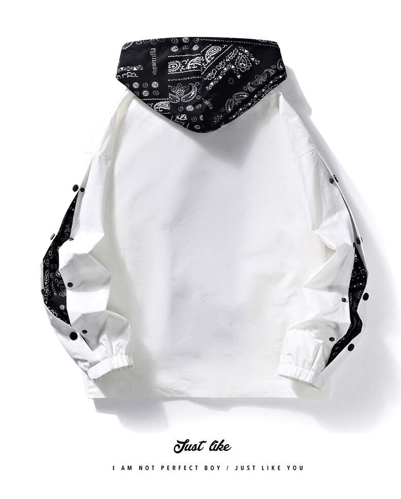 Men's Cashew Flower Two-in-One Baseball Hoodie Jacket - Hong Kong Style Trend