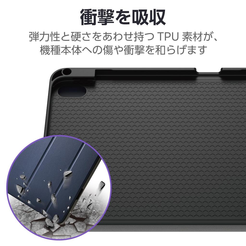 Elecom IPad A16 and iPad A16 Flap Case with Auto Navy (11th Generation, 11-inch, 2025) (10th Generation, 2022) Case, Sleep/Wake, Blue, TB-A25RSANV