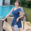 2026 Korean Style Women's One-Piece Boyshort Swimsuit - Slimming, Tummy-Concealing, Sexy and Conservative with Fairy Student Look