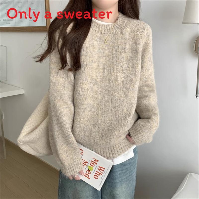 Fauler Strickpullover für Damen mit einfarbigem Design für die Herbstkälte