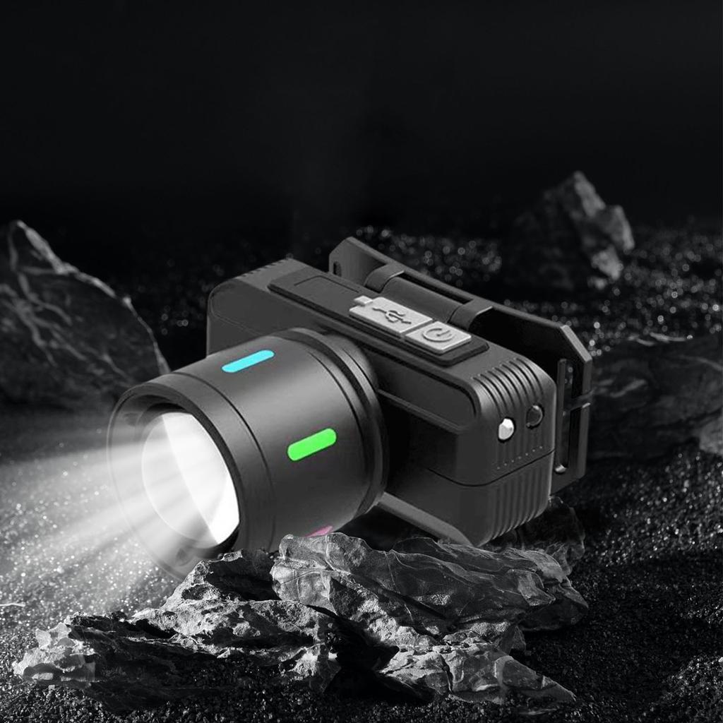 LED Headlamp Rechargeable Flashlight Zoomable Head Lamp Head Light for Outdoor Hunting Hiking Camping Gear