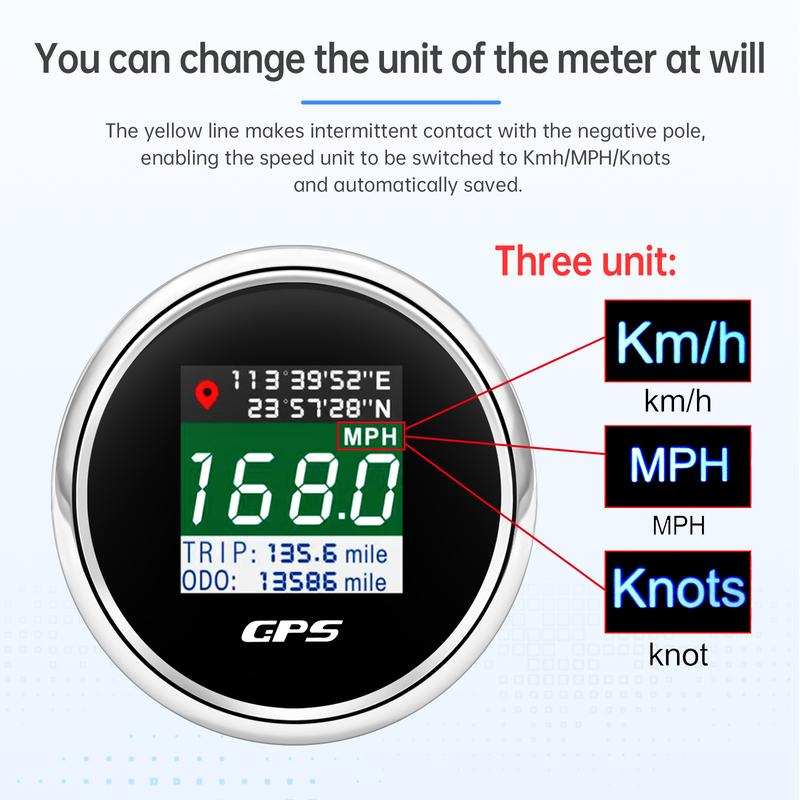 NEW 52mm Digital GPS Speedometer TFT Screen Trip ODO Mph Knot Km/h Speed Gauge Meter GPS Antenna for Car Boat Motorcycle 12V/24V