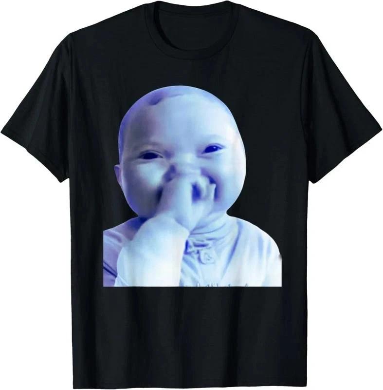 100% Cotton Funny AI Baby Holding Laugh Meme Viral Trend T-Shirt 3XL