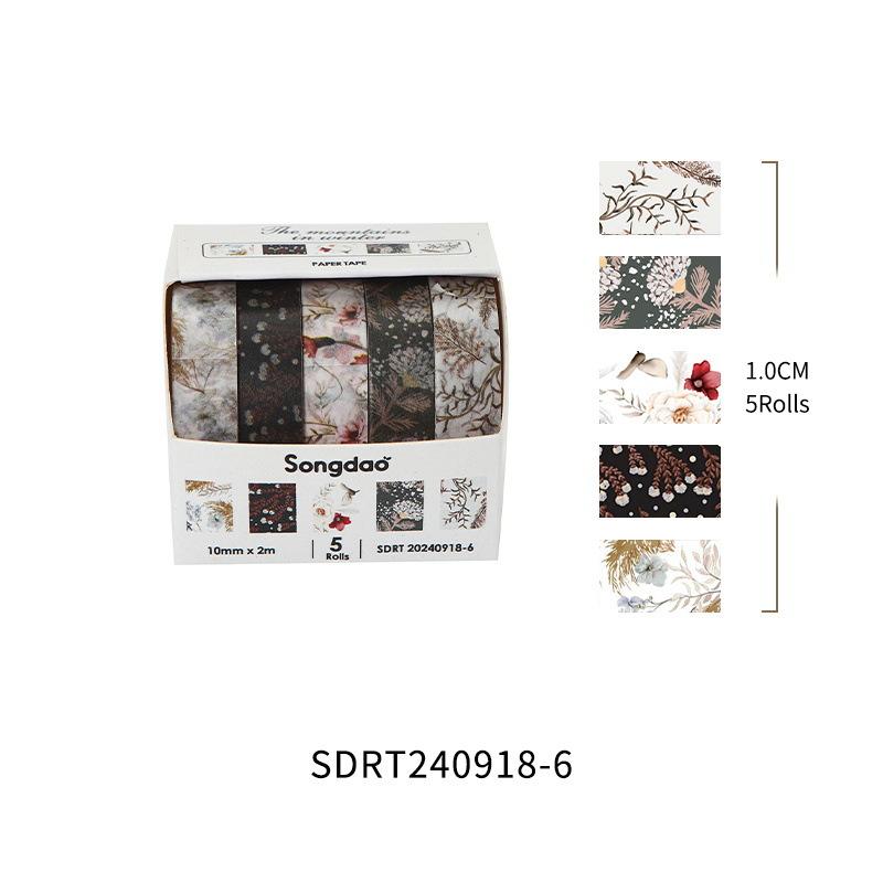 5 Rollen/Set Winterberg-Serie Blumen Washi Tape Saisonale Blumen Blätter Dekorativ Schnee Masking Tapes für Kunst DIY
