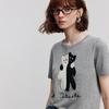 Chuyu Women's 2025 Summer Cartoon Applique Wool Blend Short Sleeve T-Shirt