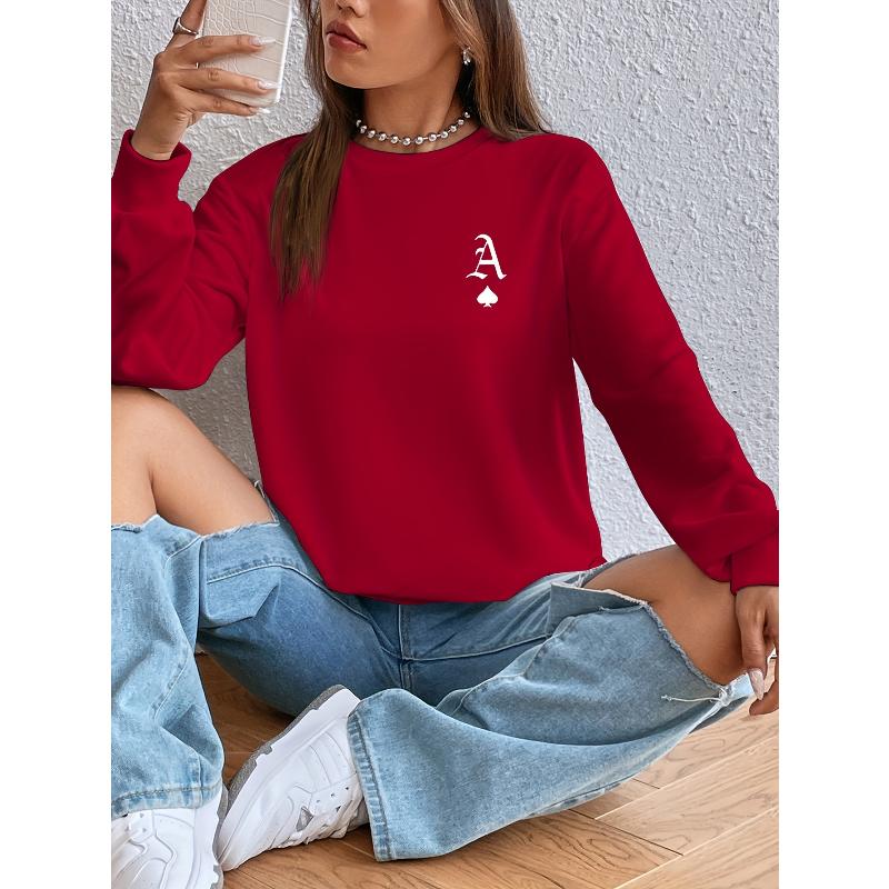 

Женский полиэстеровый свитшот с круглым вырезом, мягкий, повседневный, с длинным рукавом, для отдыха, на осень XXL красный