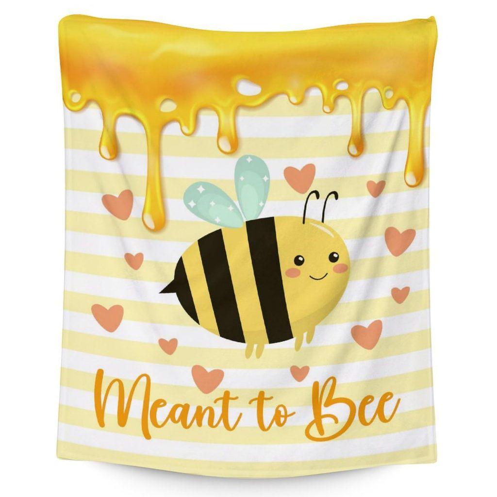 Cartoon Cute Bee Design Lightweight Warm Fleece Blanket For Kids Home Decor