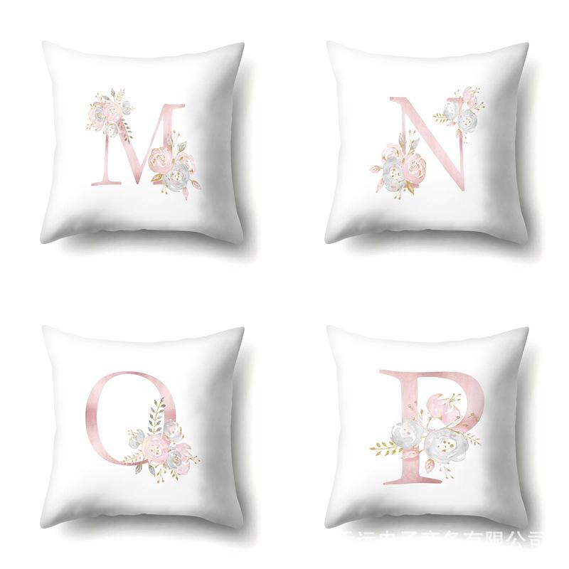 Polyester Pillowcase Automobile Decoration Home 26 English Letter Printing Pillowcase Waist Cushion Cover