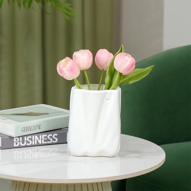 

Modern Ceramic Flower Vase Decorative Container for Dry and Fresh Floral Arrangements Home Office Tabletop Display Sculpture One Size