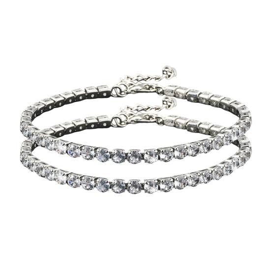 1/2Pcs Women Bracelet Bracelet with Adjustable Chain Cubic Zirconia Inlaid Claw-Setting Technology Wristband 2pcs