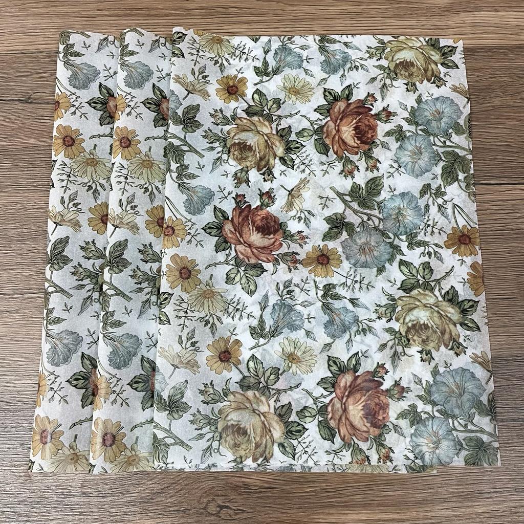 50sheets/10sheets Luxury Floral Wrapping Paper -Elegant /Sheets for Gift Box Lining,Bouquet Packaging,Ideal for Valentine's Day