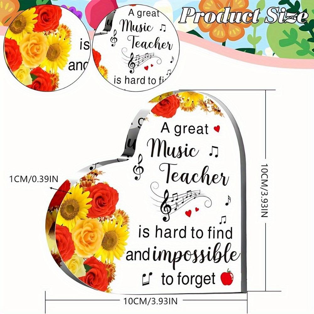 Music Teacher Thank You Gifts: Heart Acrylic Keepsake. Women’s Appreciation Gift (Unique Sayings) – Graduation.
