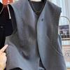 Sleeveless Cardigan Women Waistcoats Ropa Mujer Vintage Korean Vest Office Lady Tanks