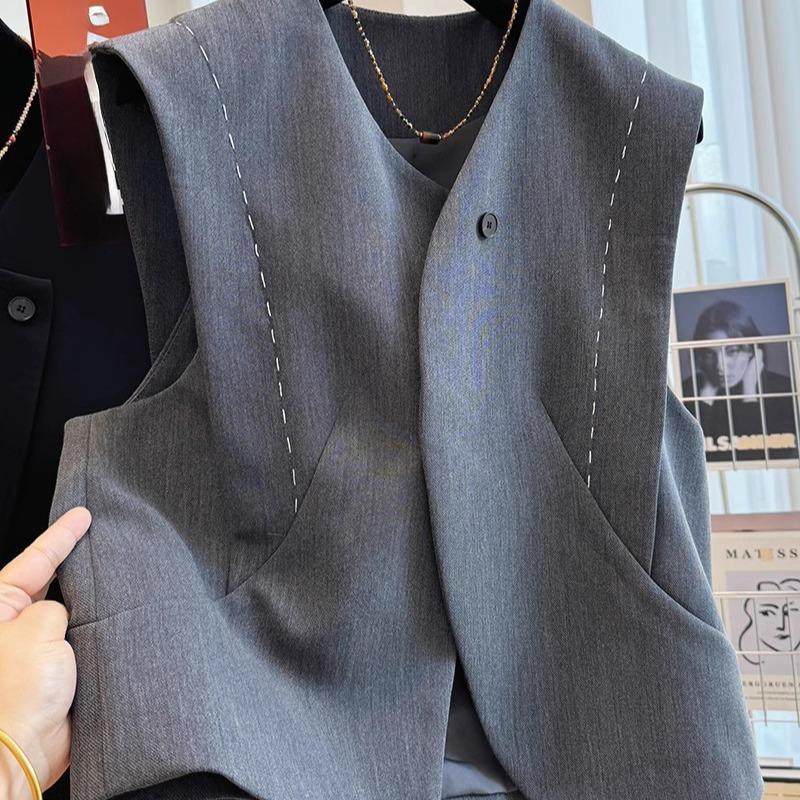 Sleeveless Cardigan Women Waistcoats Ropa Mujer Vintage Korean Vest Office Lady Tanks