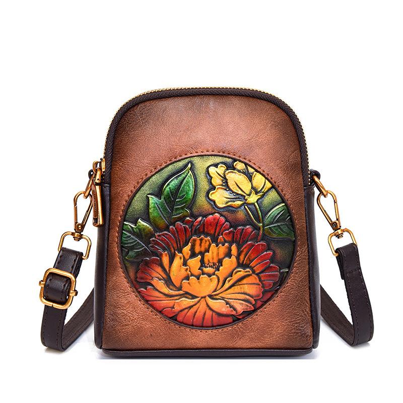 Chinese Ethnic Style Handbag for Women, Versatile and Casual, Suitable for Middle-aged and Elderly Mothers. One Shoulder Diagonal Cross Phone Bag
