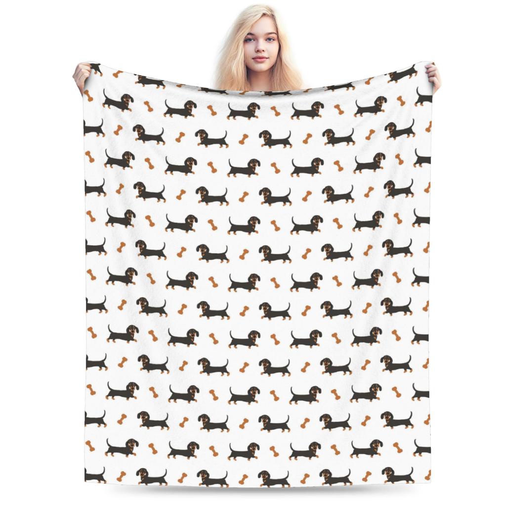 Dachshund Sausage Dog Blankets Flannel Printed Dog Lover Portable Soft Throw Blankets for Bed Travel Bedspreads