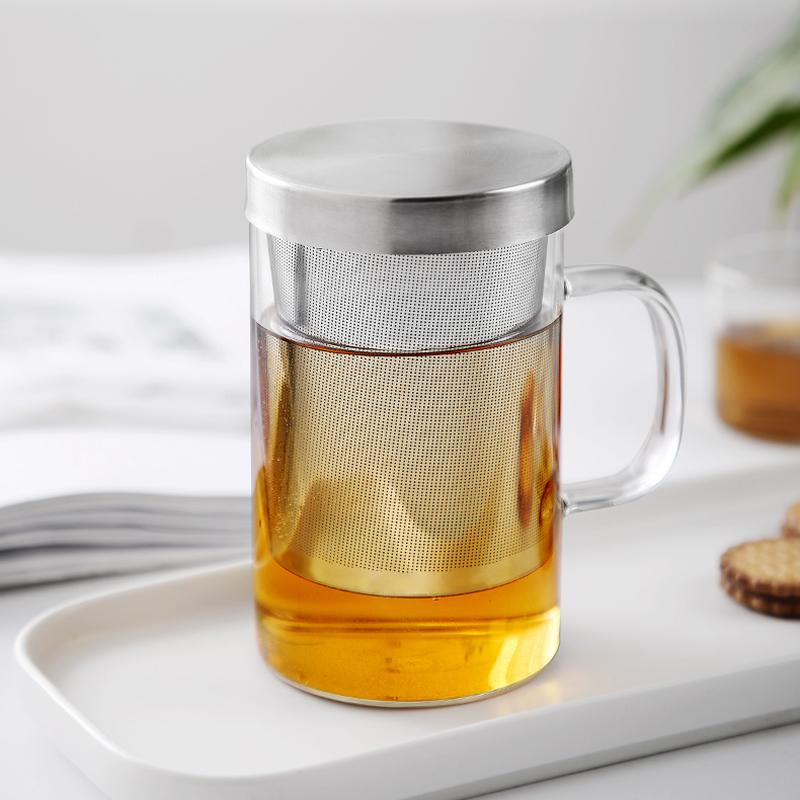 500ML Teekanne Tasse Borosilikatglas Tasse Hitzebeständig Milch Kaffee Tee Tasse Haus Büro Trinkbecher mit Sieb und Deckel