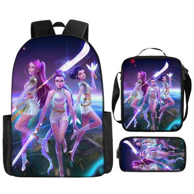 K-Pop Hexenjäger Rucksack Dreiteiliger Kinderrucksack Schultasche für Schüler Große Kapazität Cartoon Umhängetasche