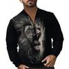 Retro High Street Half-Zip Pullover Stand Collar Oversized Casual Printed Men's Sweatshirt
