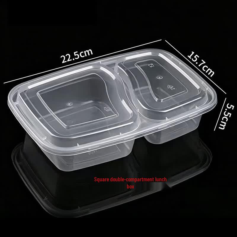 Hengming Taihe Disposable 2-Compartment Food Containers with Lids