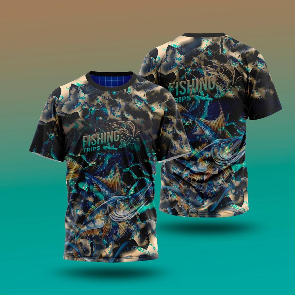 3D Digital Printed Summer Sports Russian Boys Girls Summer Loose Breathable Fishing Round Neck T-shirt