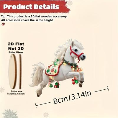 10 Stück Elegantes Weißes Pferd 2D Holzdekorationen Hängend an Weihnachtsbäumen Als Weihnachtsdekorationen Weihnachtsfeier Beste Geschenke