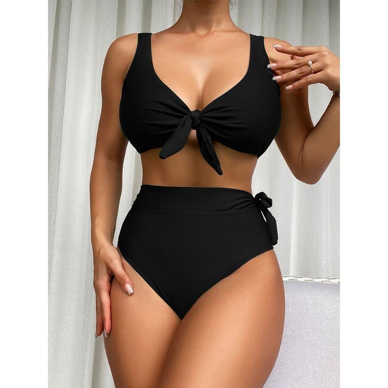 

Жіноче бікіні з двох предметів, сексуальний купальний костюм із високою талією, пляжний купальний костюм, жіночий літній купальник XL чорний