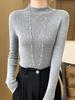 Women's Slim-Fit Half-High Collar Knitted Sweater for Autumn/Winter - Versatile and Comfortable