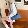 Niche design pleated drawstring canvas bag large capacity lightweight commuter single shoulder oblique span bag casual cloth bag