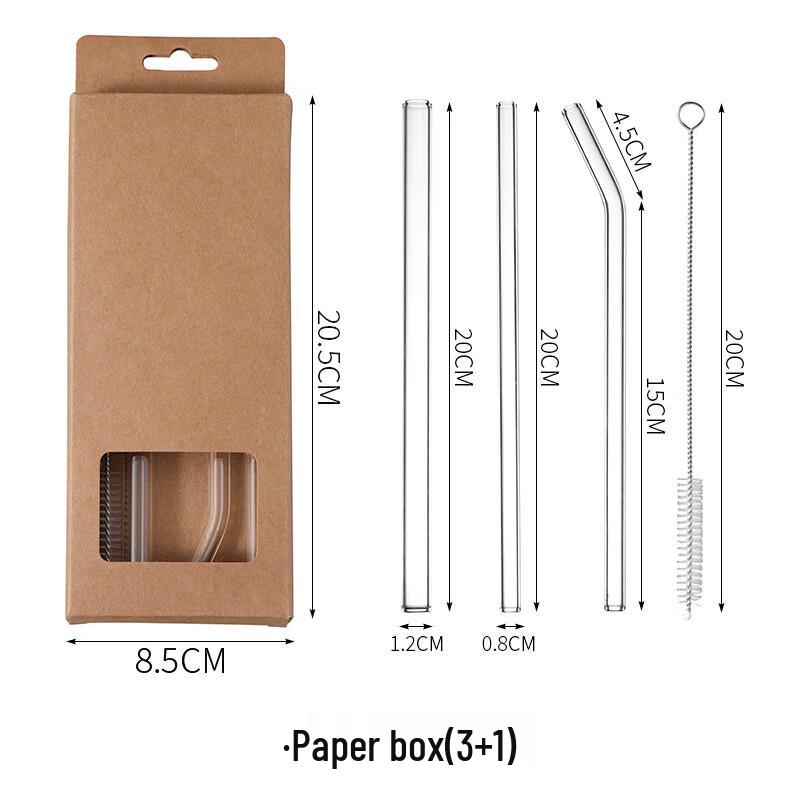 Набор термостойких стеклянных трубочек Penguin Group 2 Boxes (3 Straws + 1 Brush Each)