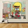 The LLoud Cartoon House Tapestry Wall Hanging Printed Polyester Tapestry INS Decoration Wall Decor