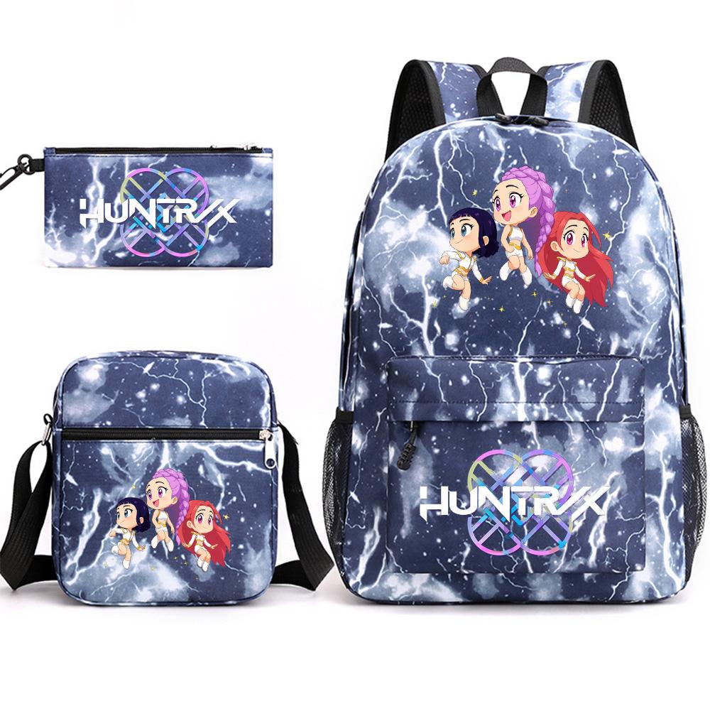 3Pcs/set Anime Printed Backpack with Shoulder Bag Pencil Case for Teenager Student Boy Girl SchoolBag Large Capacity Waterproof Bookbag Kid Gift