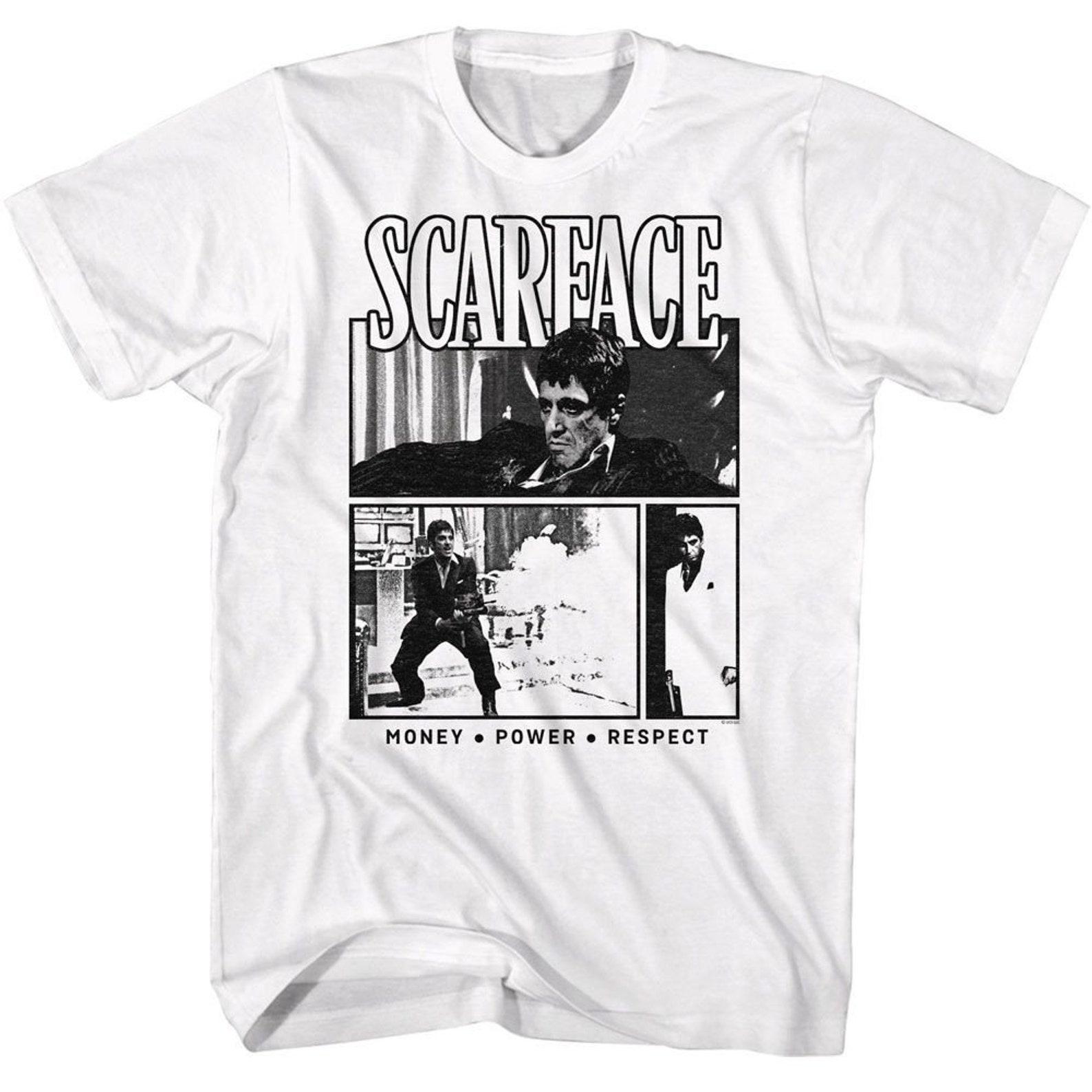 Scarface Comic Background White T-Shirt L