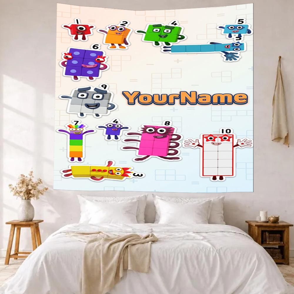 Numberblocks Vlastní jméno Nástěnná dekorace Gobelín Umění Pro památku mazlíčka Narozeniny Svatba Párty Pozadí Rodinný dárek