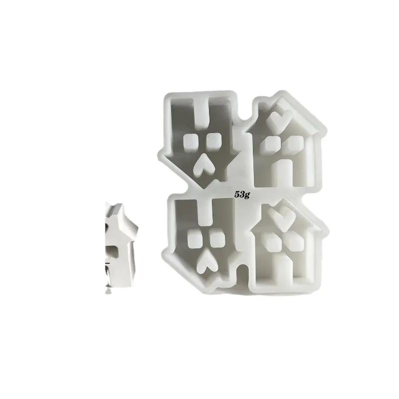 New DIY Concrete Love House Candle Holder Mold Handmade House Candlestick Silicone Molds Plaster Resin Making Home Crafts Decor