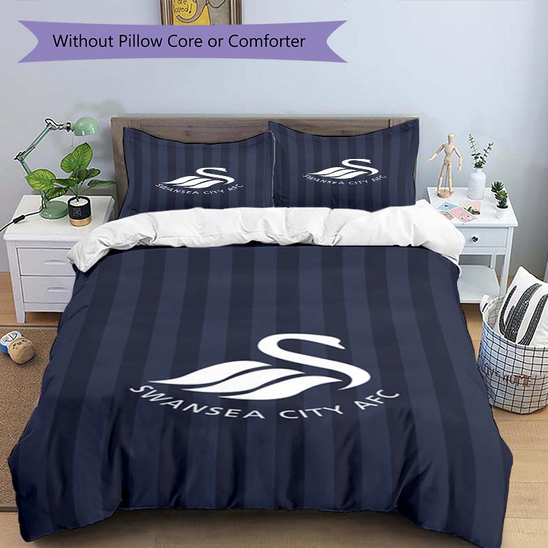 Set Copripiumino con Stampa Swansea City A.F.C. – include 1 copripiumino e 2 federe coordinate Arredo camera da letto Regali di Natale