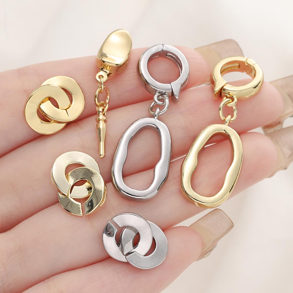 1pcs/lot 14/18K Gold Color Plated Metal Copper Necklace Clasp Connectors for DIY Jewelry Making Necklace Bracelet Accessories