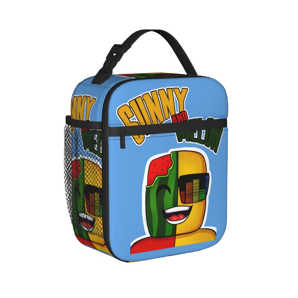 Sunny and Melon Lunch Bag Outdoor Picnic Lunch Box For Unisex Fashion Print Tote Food Bags Oxford Portable Zipper Cooler Bag