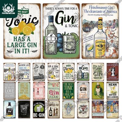 Decor Gin Brand Vintage Wine Tin Sign Metal Alcohol Plaque for Home Kitchen Bar Pub Club Man Cave Decoration Wall Decor