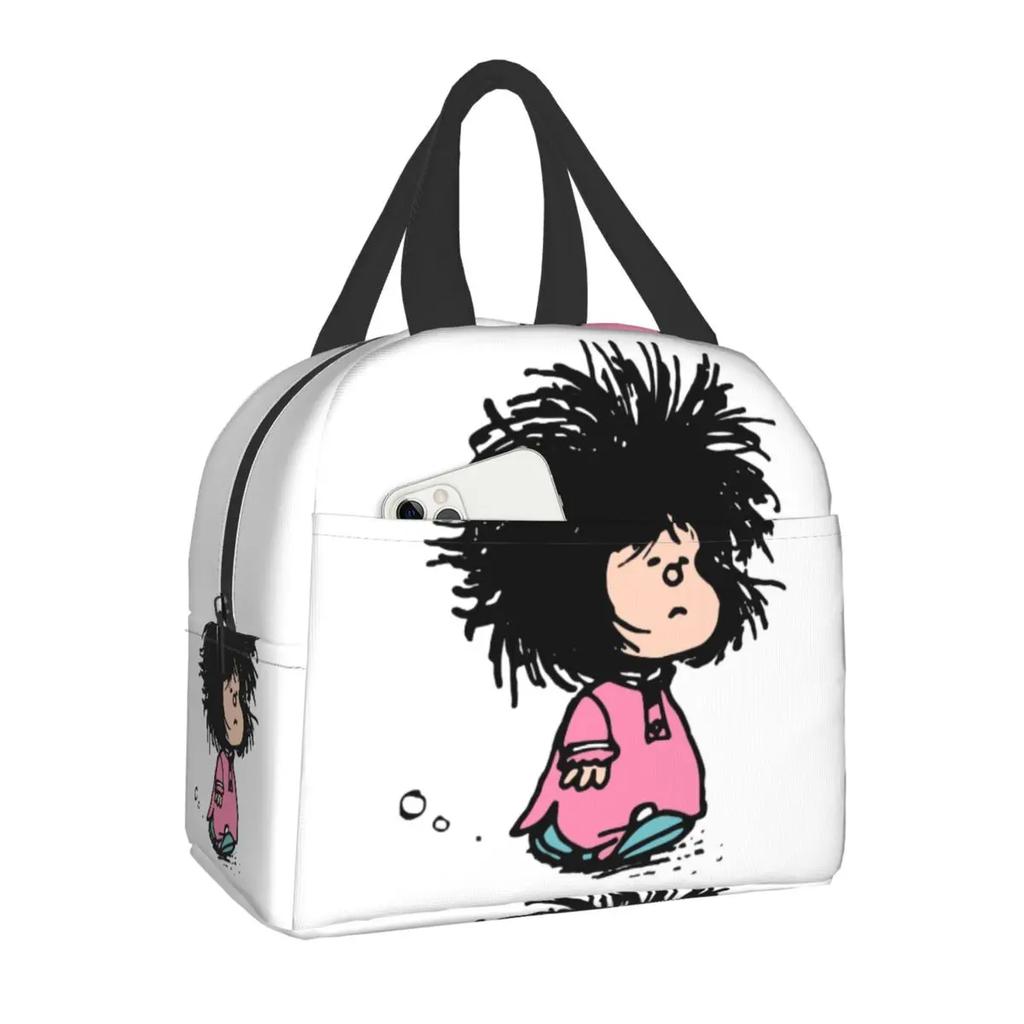 Mafalda Portable Lunch Box Quino Comic Cooler Thermal Food Insulated Lunch Bag For Women Kids School Children Multifunction Bags