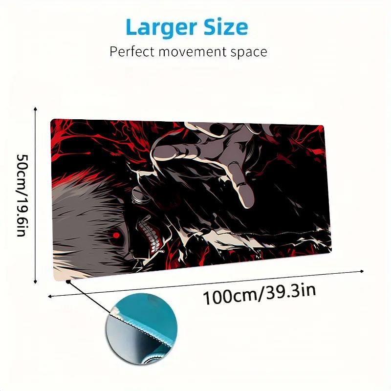 Tokyo Ghoul Mouse Pad, Large Gaming Desk Mat, Non-slip XXL Mousepad for Laptop & Tablet, Mini PC Playmat with Stitched Edges