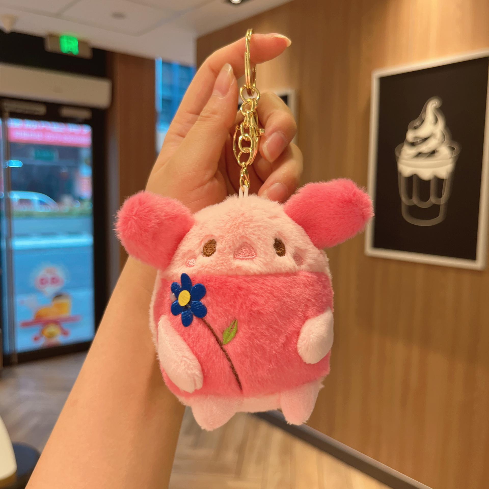 Disney Cute Cartoon Stitch Winnie the Pooh Piglet Bunny Ear Soft Plush Keychain Disney Character Fluffy Key Ring Bag Decoration Gift 1pcs