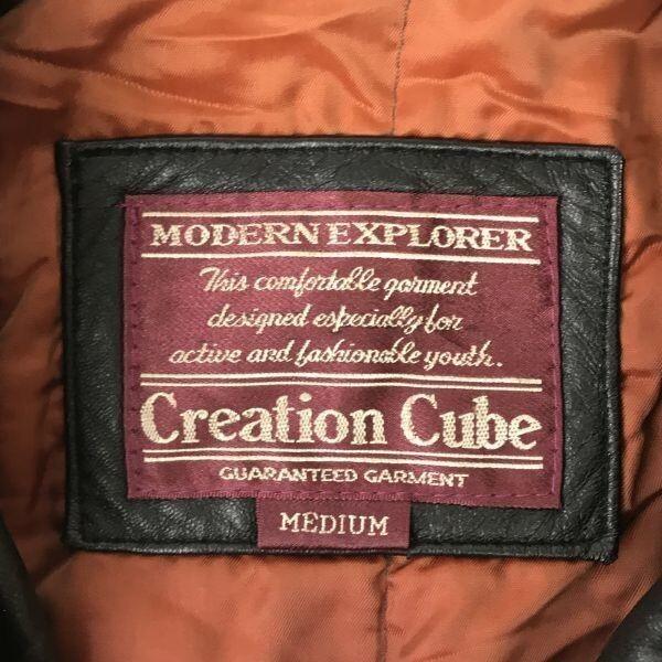 Creation Cube Leather Puffer Coat [Men’s M/Black] Full Zip Jacket(USED)