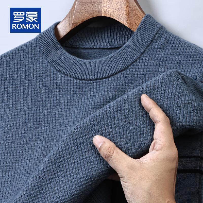 ROMON Men's 100% Pure Wool Round Neck Sweater