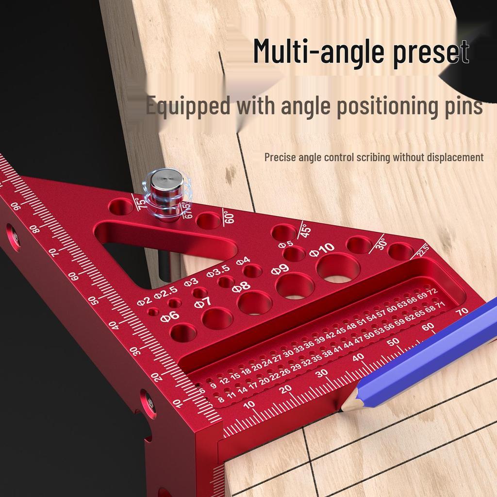 Multifunctional Aluminum Right Angle Woodworking Measuring Ruler and Marker Tool